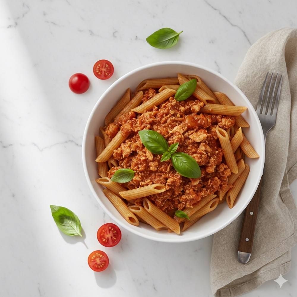 Pasta integrale con ragรน di tacchino